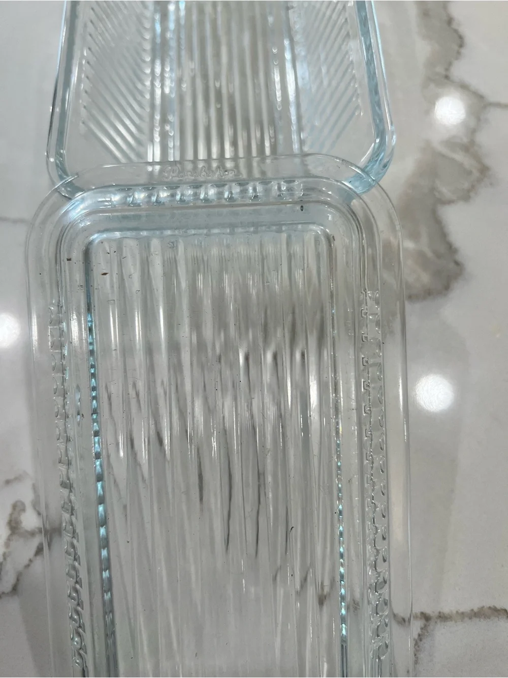 Vintage Pasabahce Clear Ribbed Glass Butter Dish With Lid ~ Refrigerator Storage